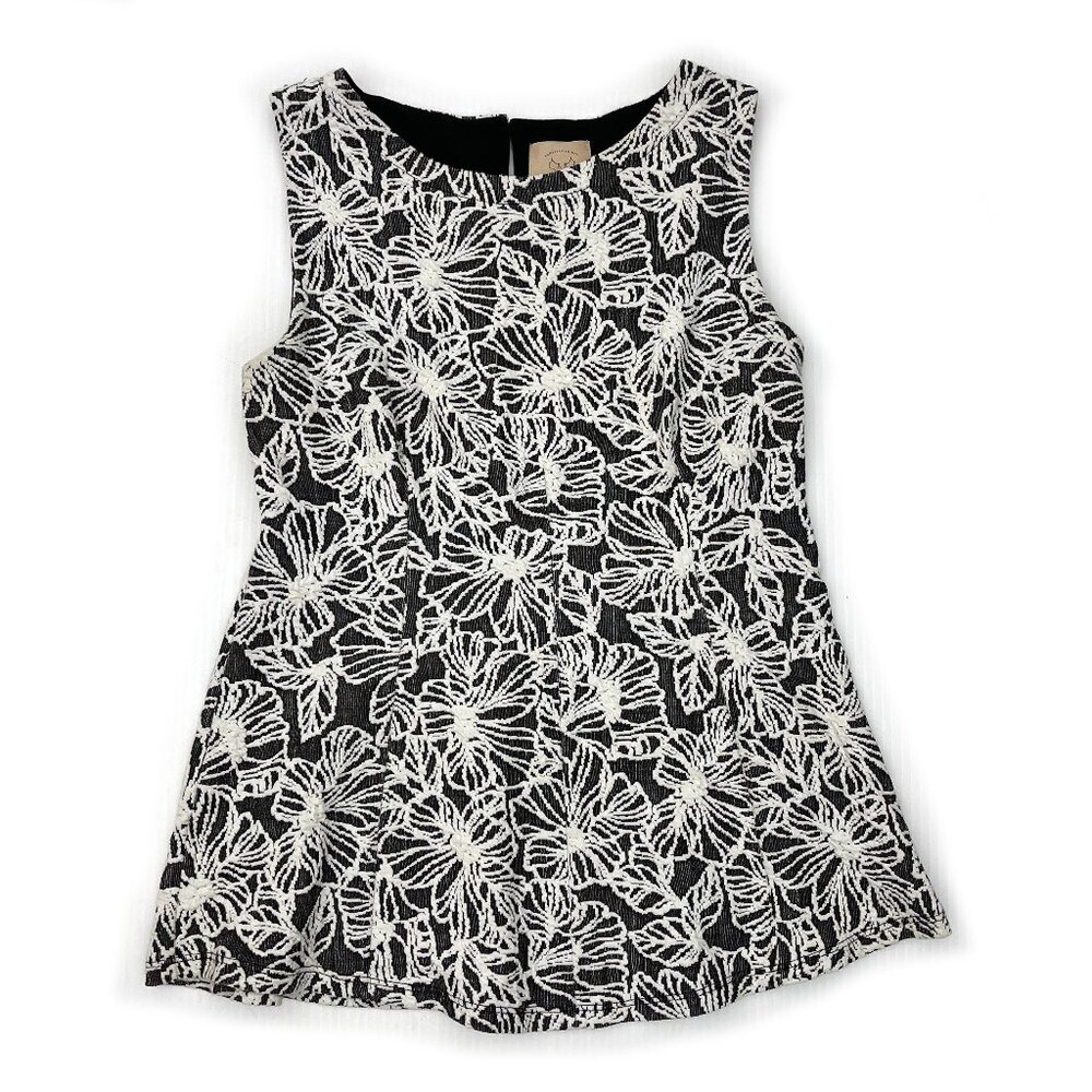 Anthropologie Vanessa Virginia sleeveless peplum top Black White Women M